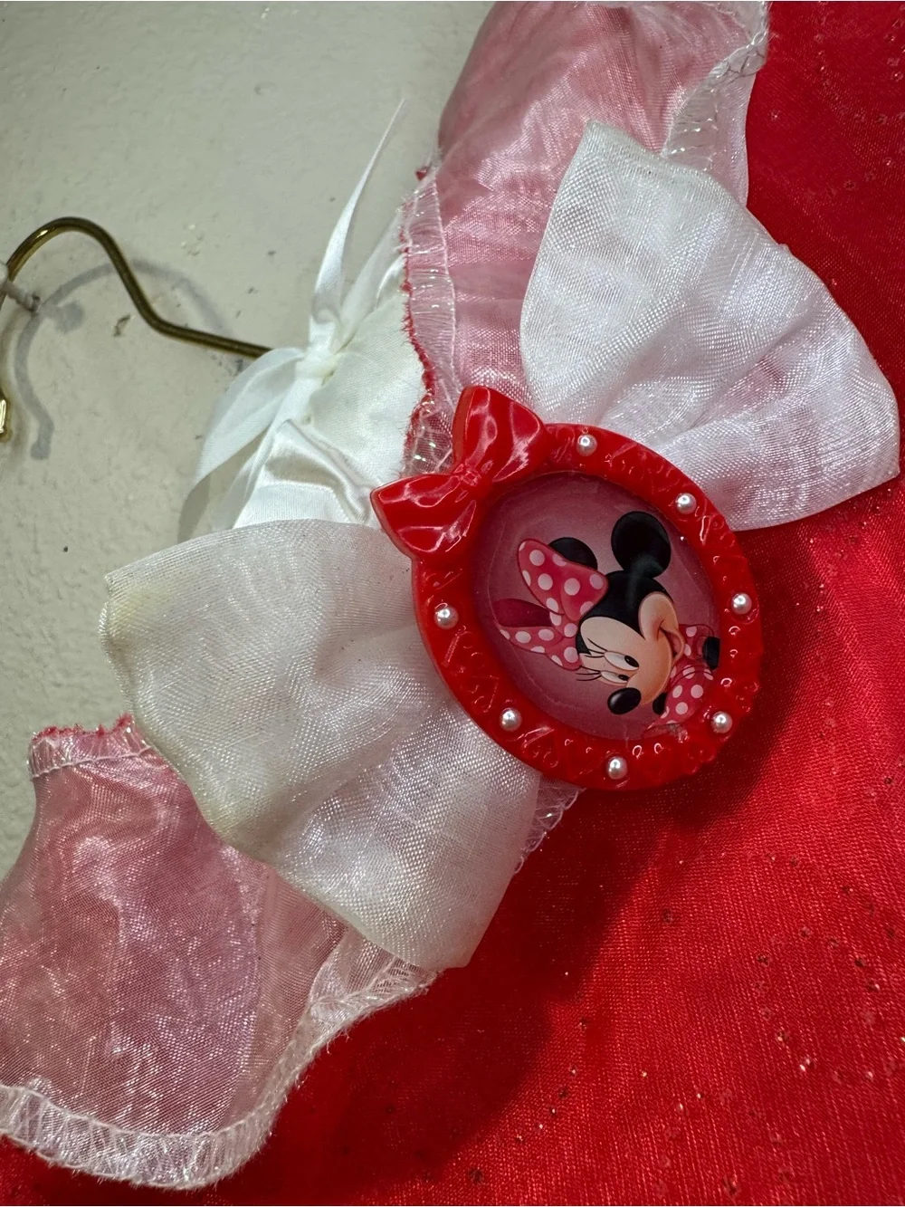 Disney Red and White Polka Dot Minnie Mouse Costume Dress with Black Bow